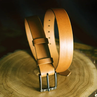 Cinturón de piel natural para hombre - coñac – CraftPoint