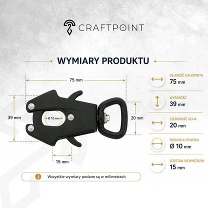 Aluminiowa klamra ze spustem 75 mm – czarna – CraftPoint