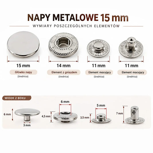Napy (zatrzaski) 15mm - gun black – CraftPoint